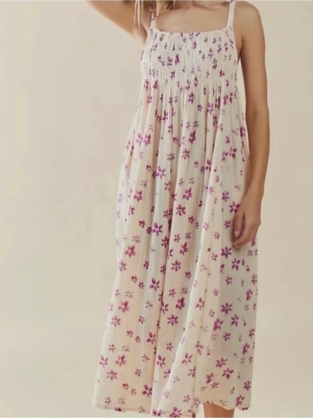 Free People Azure Floral Smocked Maxi Dress